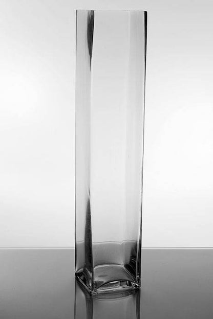 5" X 5" X 24" Square Glass Vase Clear