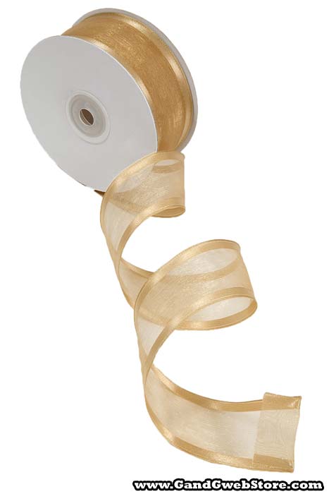 Wired Sheer Ribbon W/satin Edge Dijon 