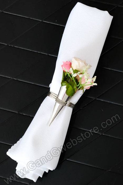 Napkin Ring W/boutonniere Holder Silver Pkg/4