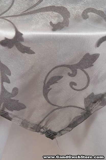 54" X 3yds Sheer/flocked Damask Sheet Silver