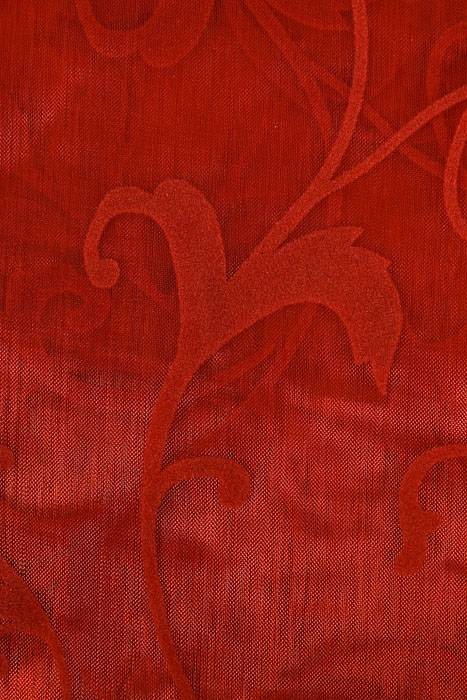 54" X 3yds Sheer/flocked Damask Sheet Red