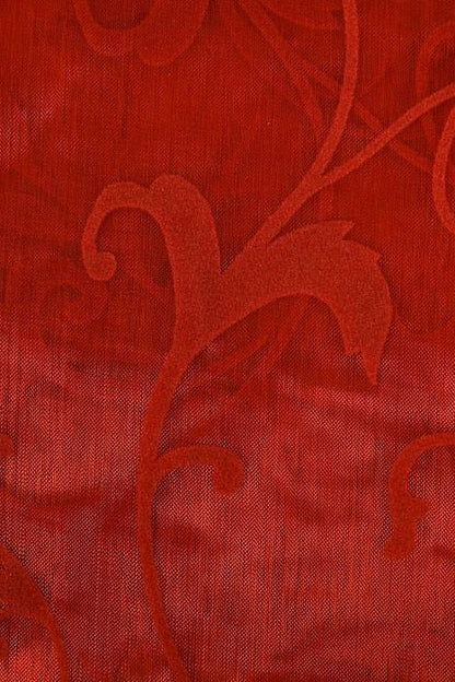 54" X 3yds Sheer/flocked Damask Sheet Red