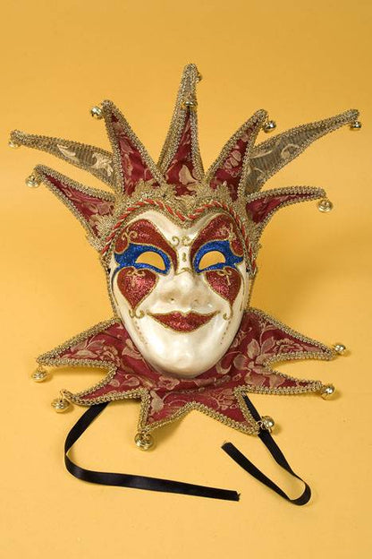 Glitter Mask W/bells Gold/red/blue