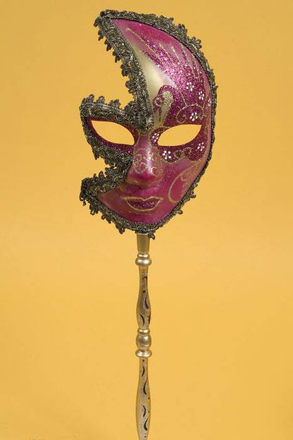 20" Lady Mask W/stick Gold/pink