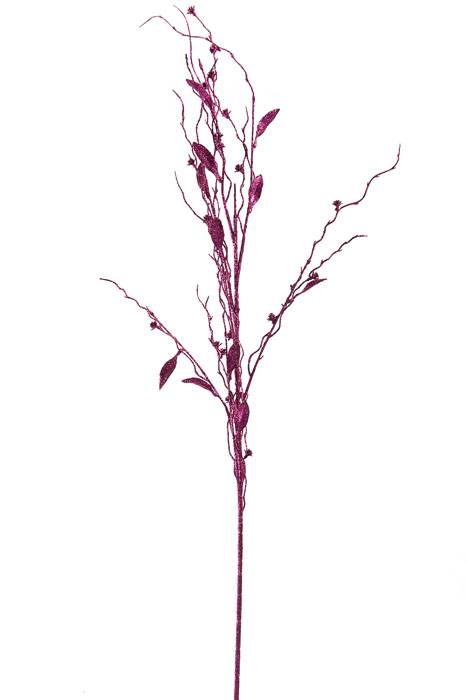 50" Glitter Willow Spray W/leaf Fuchsia