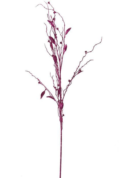50" Glitter Willow Spray W/leaf Fuchsia