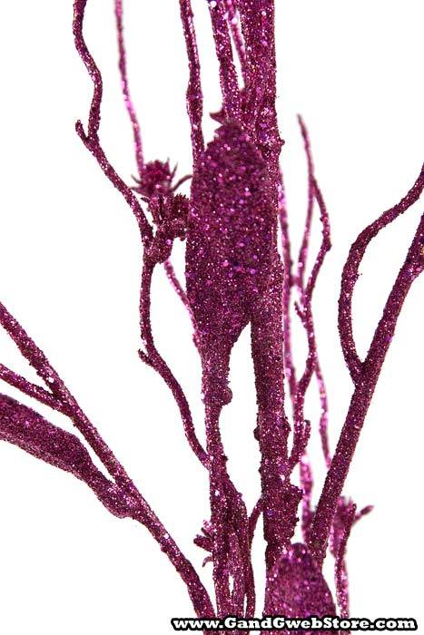 50" Glitter Willow Spray W/leaf Fuchsia