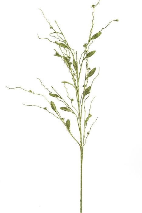 50" Glitter Willow Spray W/leaf Green