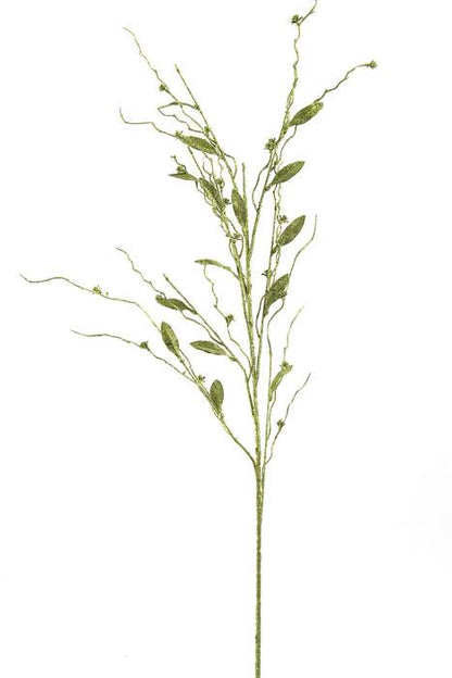 50" Glitter Willow Spray W/leaf Green
