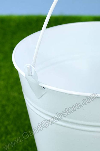 5.5" Round Metal Bucket W/handle White