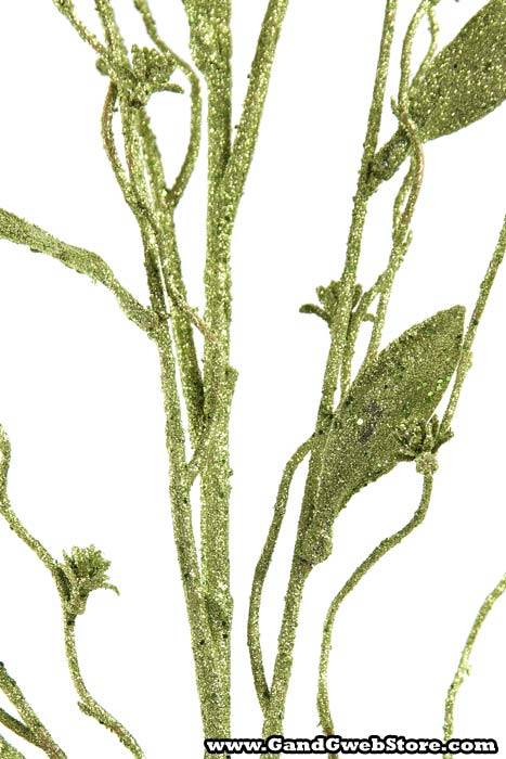 50" Glitter Willow Spray W/leaf Green