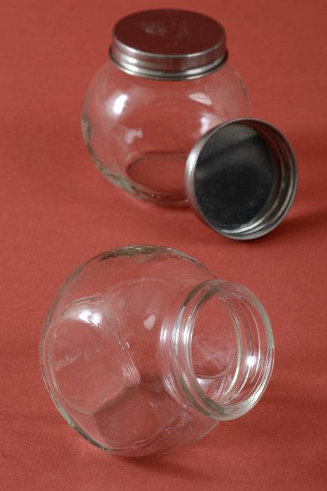 3" Glass Cruet Jar W/silver Lid Clear Pkg/6