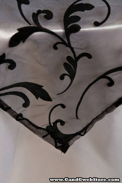 54" X 3yds Sheer/flocked Damask Sheet Black