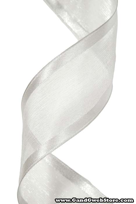 Wired Sheer Ribbon W/satin Edge Silver 