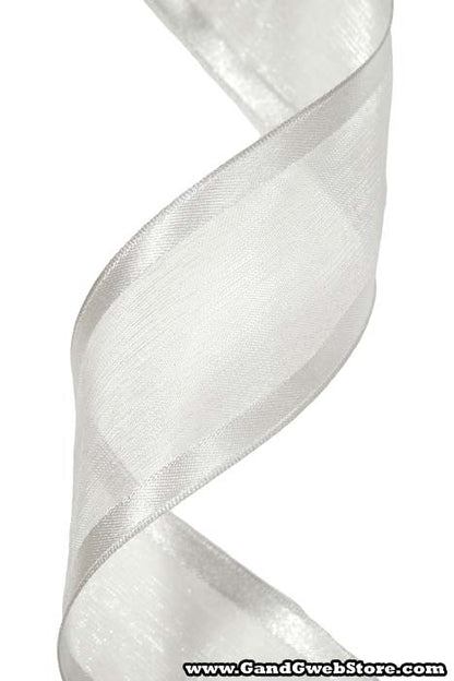 Wired Sheer Ribbon W/satin Edge Silver 