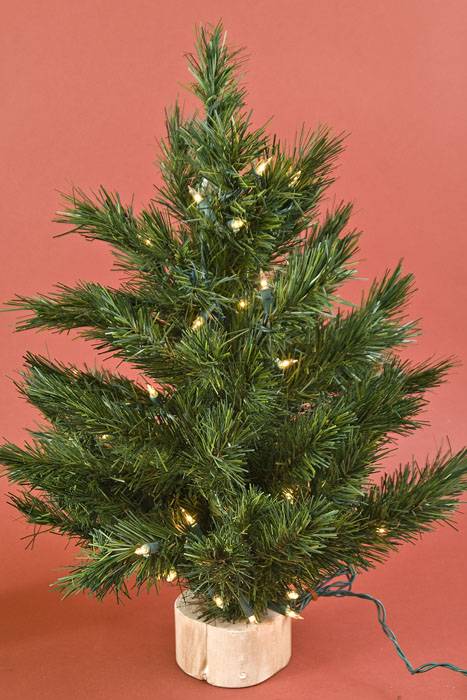 24" Lit Oregon Pine Tree W/50 Lights Green