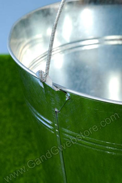 8.5" Round Metal Bucket W/handle Silver