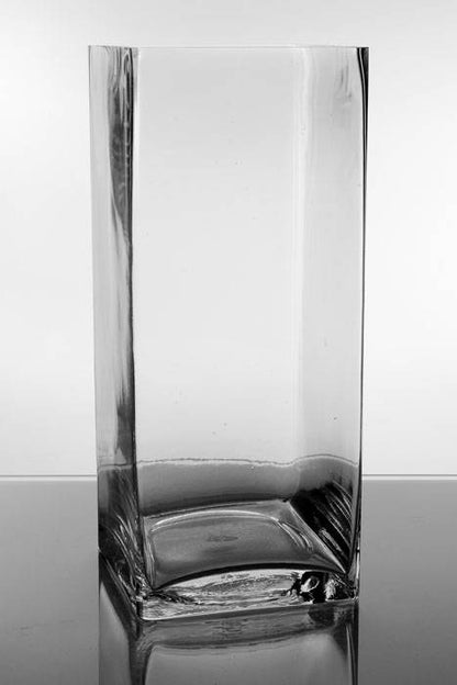 6" X 6" X 14" Square Glass Vase Clear