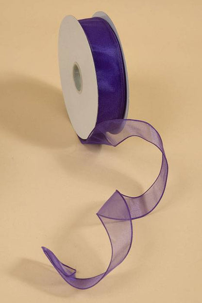 1.5" X 50yds Wired Sheer Spring Ribbon Purple 