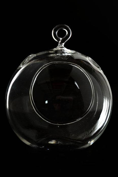 3.75&quot; Hanging Candle Holder Round Glass Terrarium Pkg/6