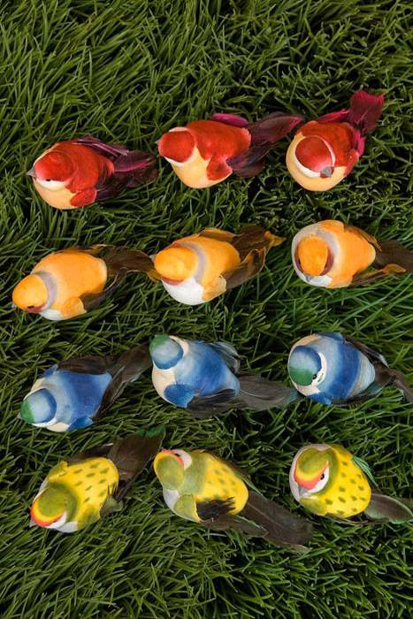 3" Feather Bird Pkg/12