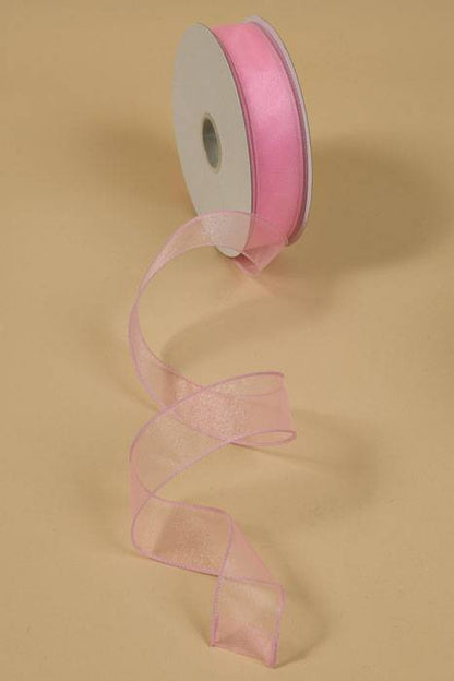 1.5" X 50yds Wired Sheer Spring Ribbon Pink 
