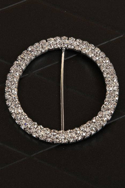 65mm Round Ribbon Button Silver/crystal Pkg/3