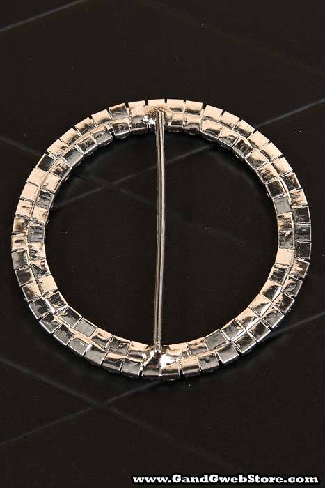 3.35" Round Ribbon Button Silver/crystal
