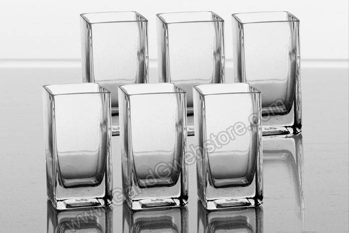 1.75" X 1.75" X 4" Square Glass Vase Pkg/6