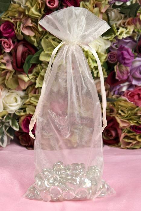 5.75" X 12.5" Organza Pouch Ivory Pkg/12