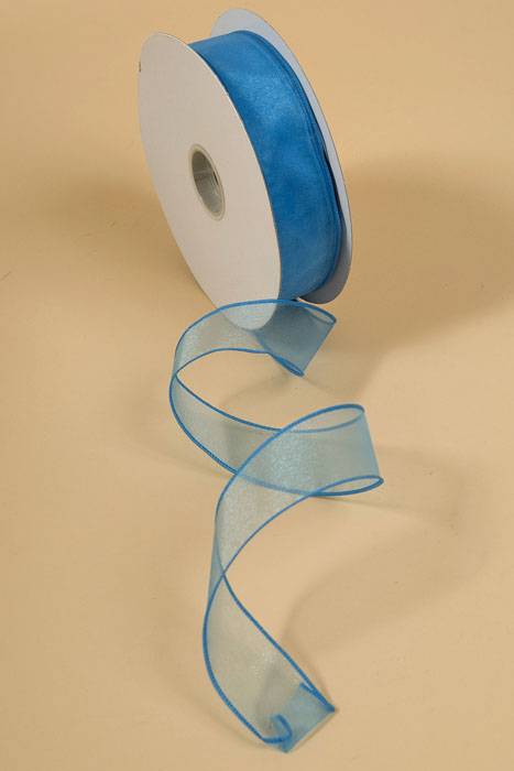 1.5" X 50yds Wired Sheer Spring Ribbon Turquoise 
