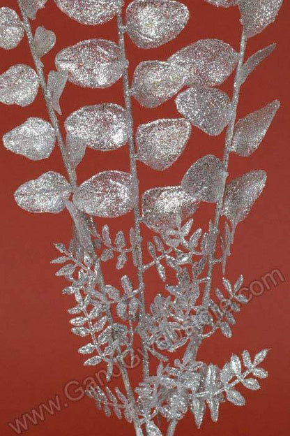 22" Glitter Locust Spray (Silver)