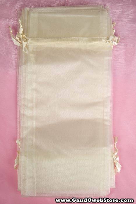 5.75" X 12.5" Organza Pouch Ivory Pkg/12