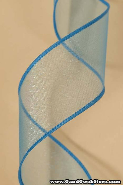 1.5" X 50yds Wired Sheer Spring Ribbon Turquoise 