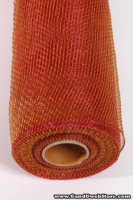 21" X 10yds Floral Mesh Golden Burgundy
