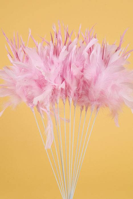 14&quot; Owl Feather Spray Pink Pkg/12