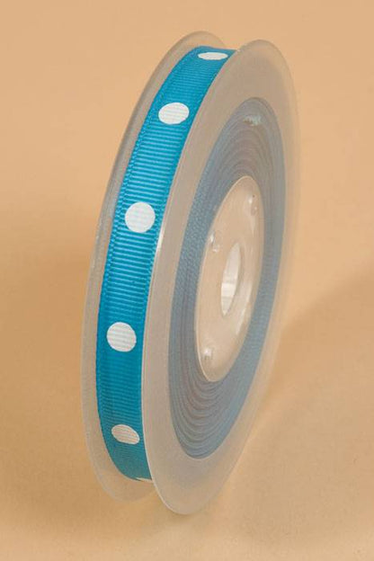 3/8" X 17yds Grosgrain Turquoise/white 