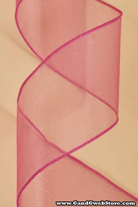 2.5" X 50yds Wired Sheer Spring Ribbon Fuchsia 