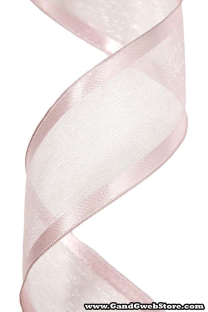 Wired Sheer Ribbon W/satin Edge Pink 