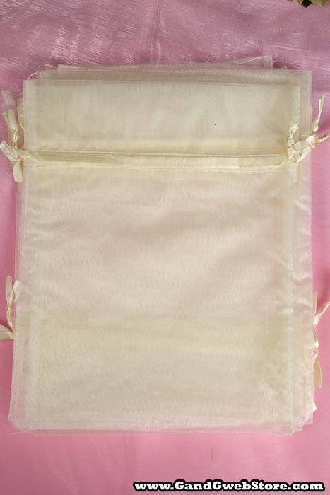 8" X 10" Organza Bag Ivory Pkg/12