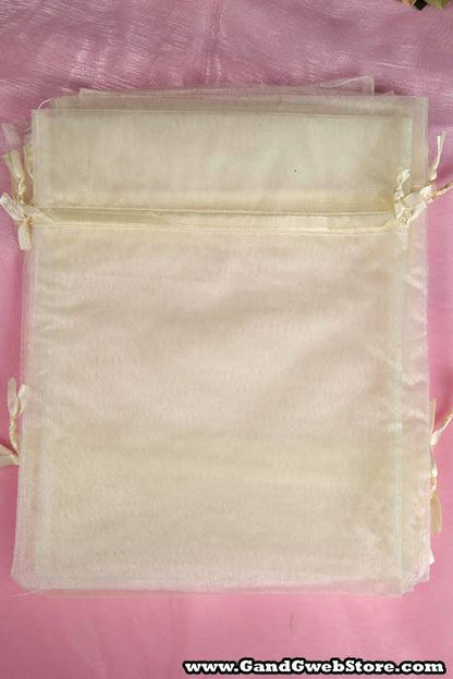 8" X 10" Organza Bag Ivory Pkg/12