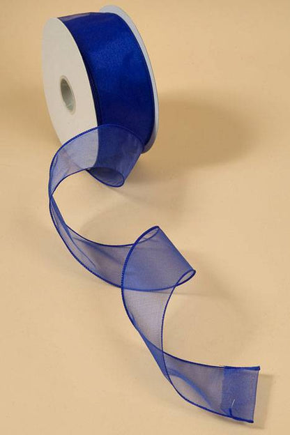 2.5" X 50yds Wired Sheer Spring Ribbon Royal 