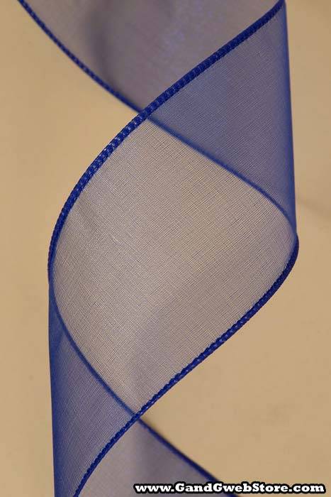 2.5" X 50yds Wired Sheer Spring Ribbon Royal 