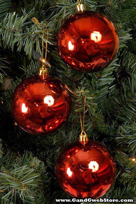 80mm Shiny Plastic Ball Red Bx/6