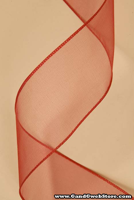 2.5" X 50yds Wired Sheer Spring Ribbon Red 