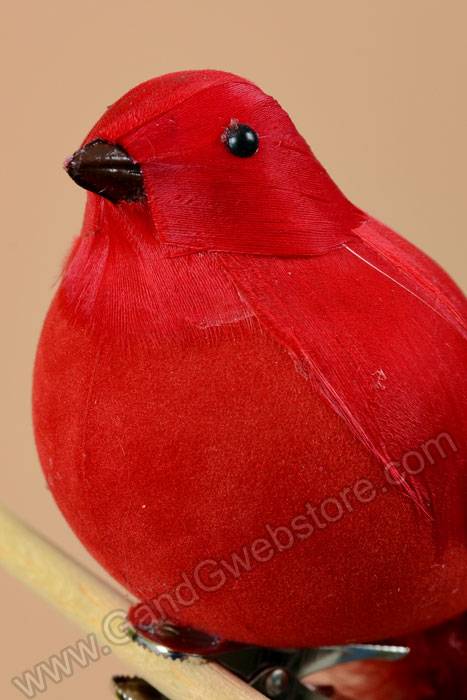 7" Long Tailed Bird W/clip Red