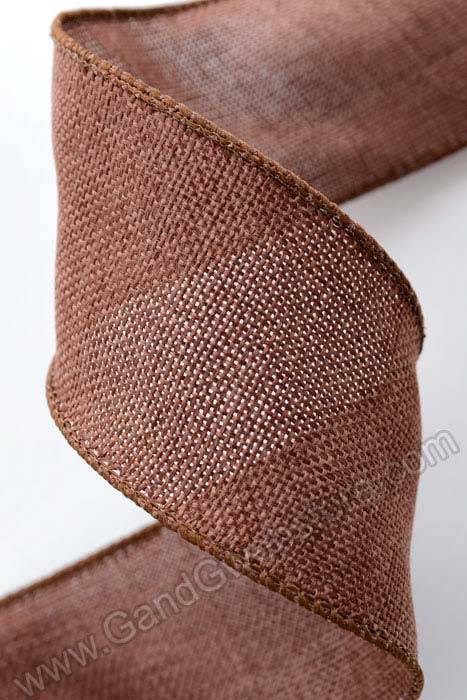 2.5" X 10yds Burlap Wired Ribbon Rust