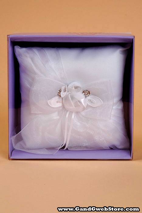 Ring Pillow W/ Organza Bow White