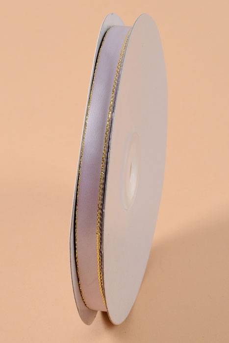 3/8" X 50yds Satin Ribbon W/gold Edge Lavender