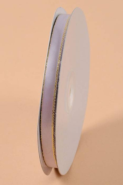 3/8" X 50yds Satin Ribbon W/gold Edge Lavender